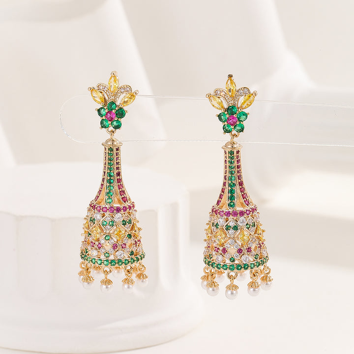 Majestic Marvel Gold Peacock Earrings - Reet Pehal