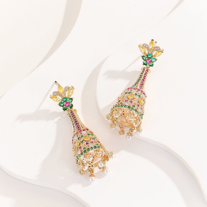 Majestic Marvel Gold Peacock Earrings - Reet Pehal