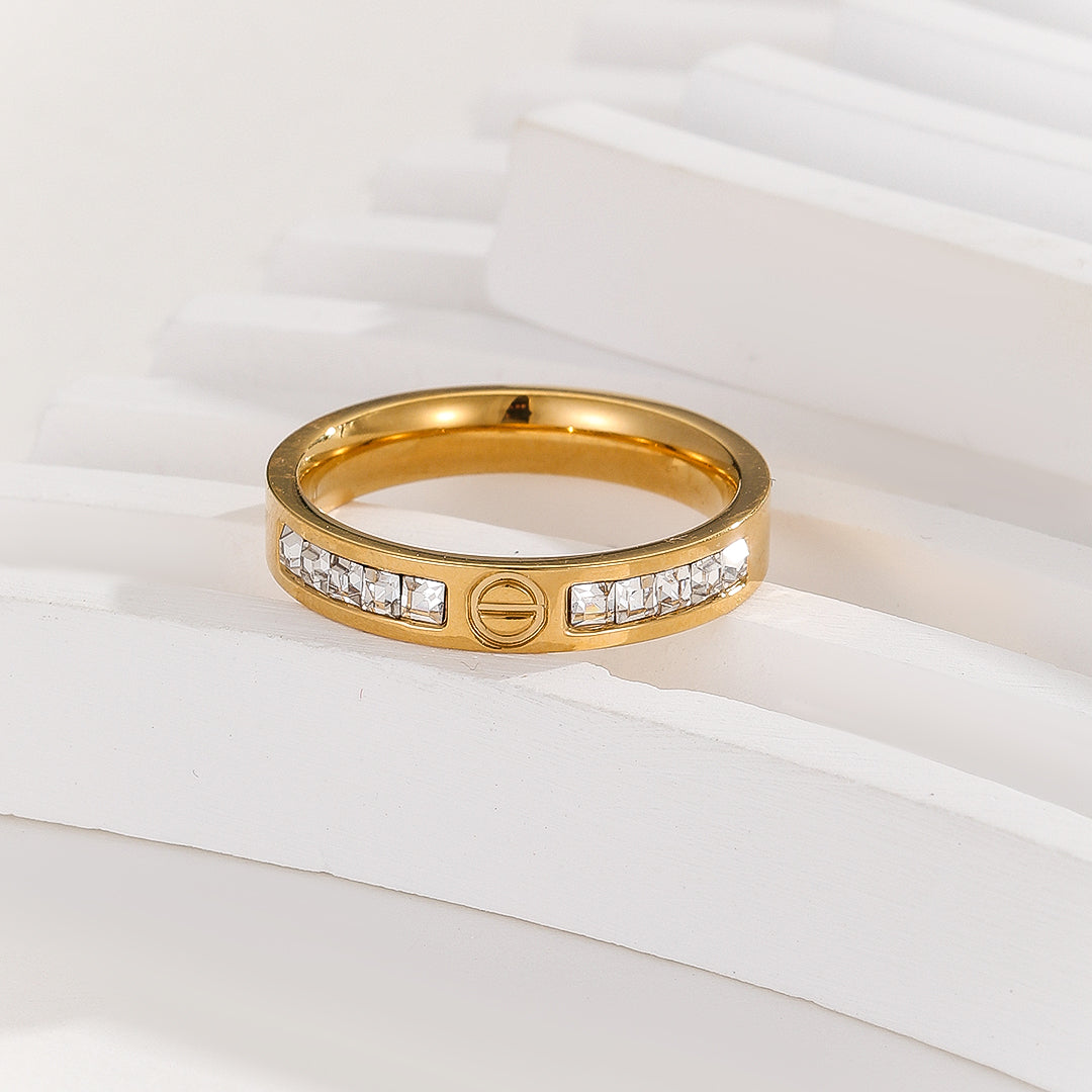 Gorgeous Golden Circular Engraved Ring - Reet Pehal