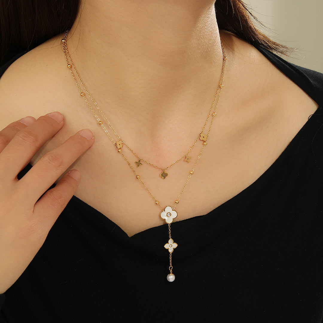 Fluky Gilded Clover Elegance Necklace - Reet Pehal