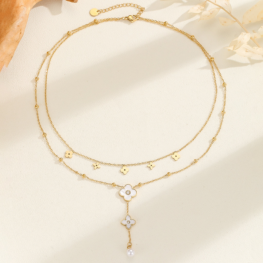 Fluky Gilded Clover Elegance Necklace - Reet Pehal