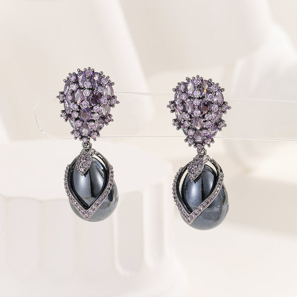 Lustrous Nightfall Purple Bloom Earrings - Reet Pehal