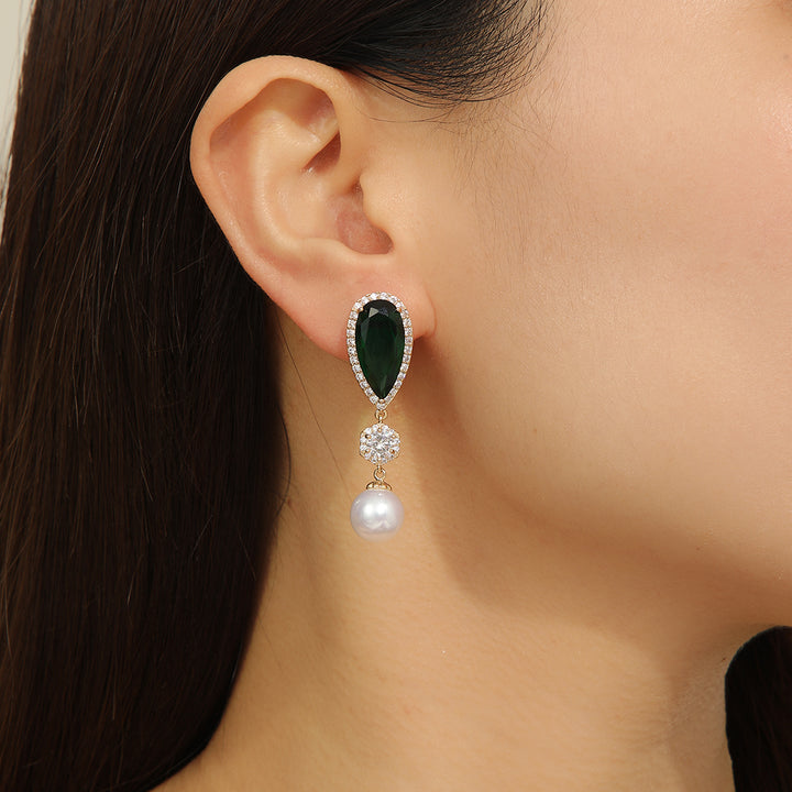 Adorable Pearl Pizzazz Green Earrings - Reet Pehal