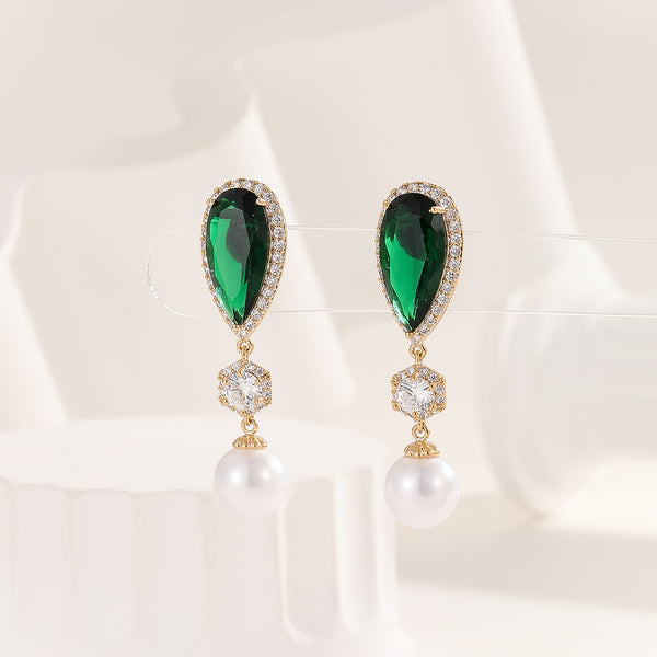 Adorable Pearl Pizzazz Green Earrings - Reet Pehal