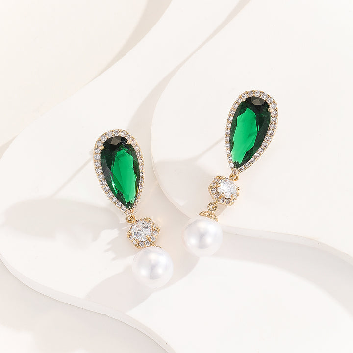 Adorable Pearl Pizzazz Green Earrings - Reet Pehal