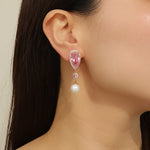 Load image into Gallery viewer, Adorable Pearl Pizzazz Pink Earrings - Reet Pehal
