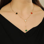 Load image into Gallery viewer, Multicolor Hearts Aflutter Charm Necklace - Reet Pehal
