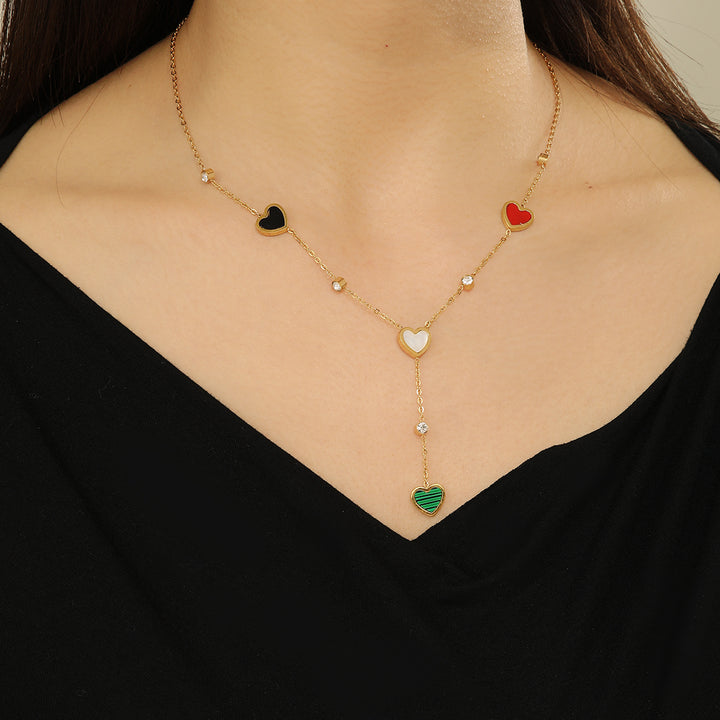 Multicolor Hearts Aflutter Charm Necklace - Reet Pehal