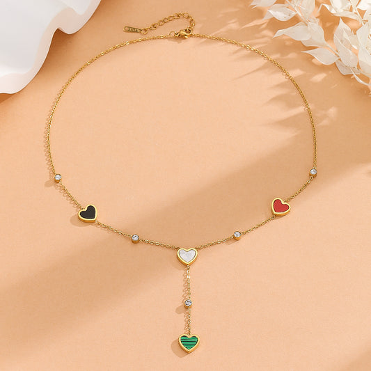 Multicolor Hearts Aflutter Charm Necklace - Reet Pehal