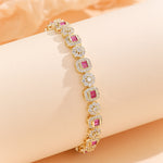 Load image into Gallery viewer, Delicate Gemstone Halo Chain Bracelet
