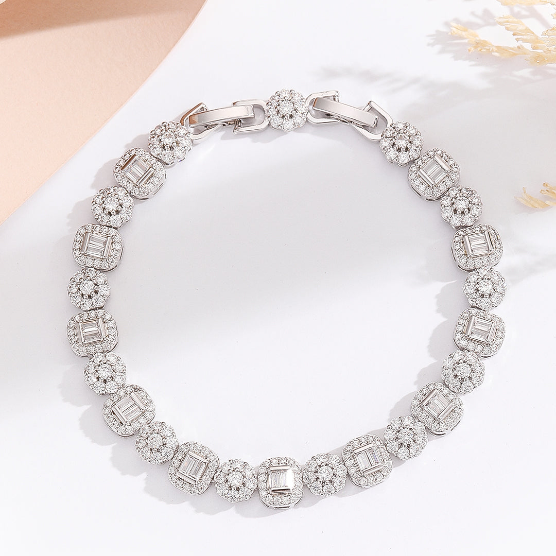 Delicate Gemstone Halo Chain Bracelet