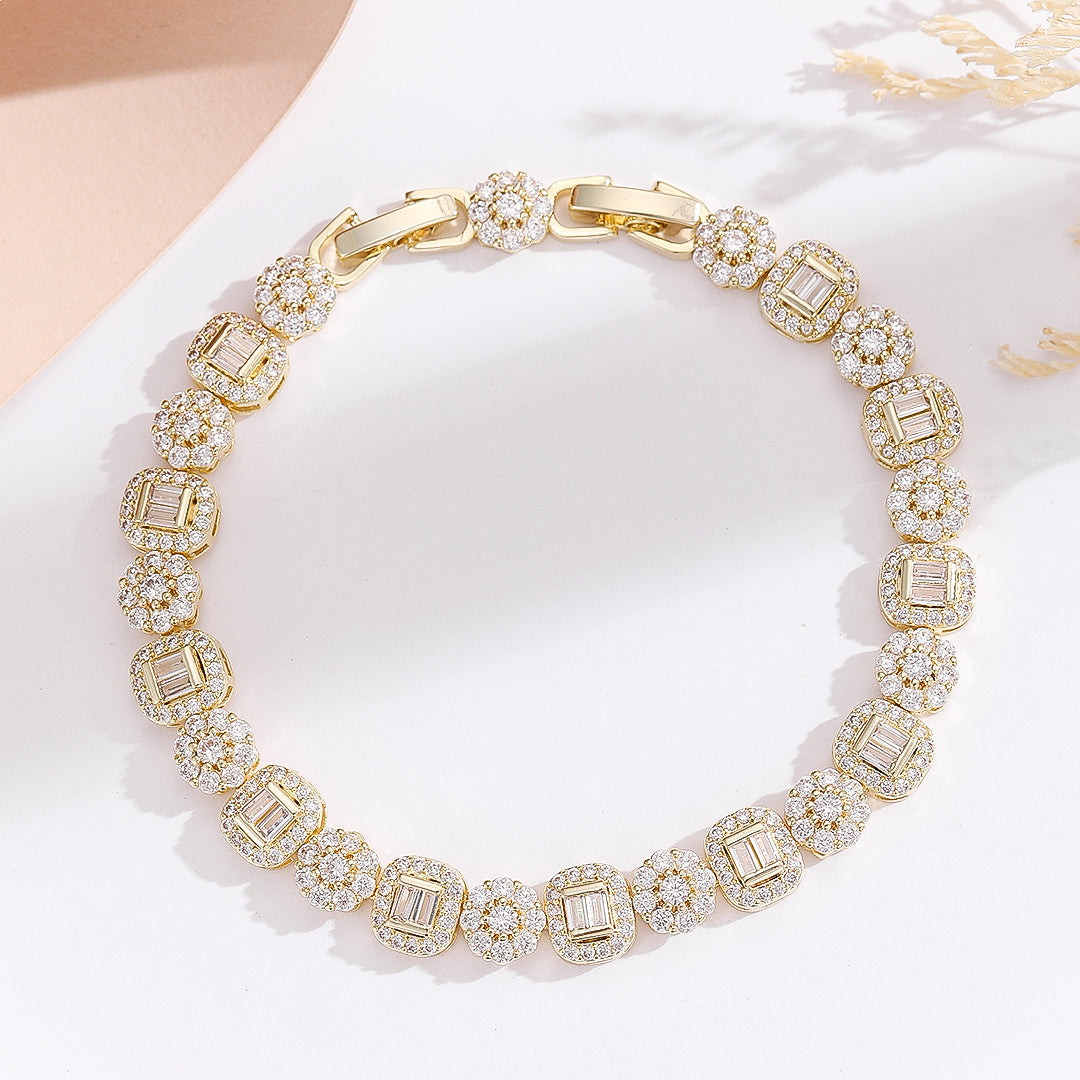 Delicate Gemstone Halo Chain Bracelet