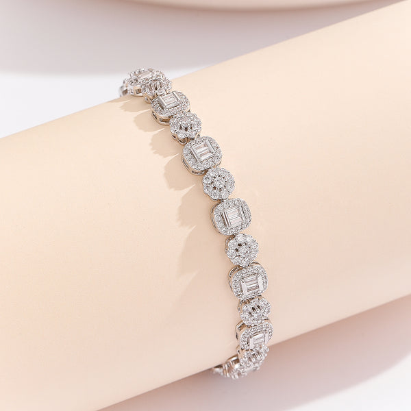 Delicate Gemstone Halo Chain Bracelet