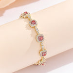 Load image into Gallery viewer, Delicate Gemstone Halo Chain Bracelet
