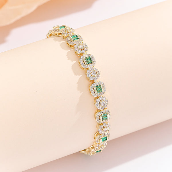 Delicate Gemstone Halo Chain Bracelet