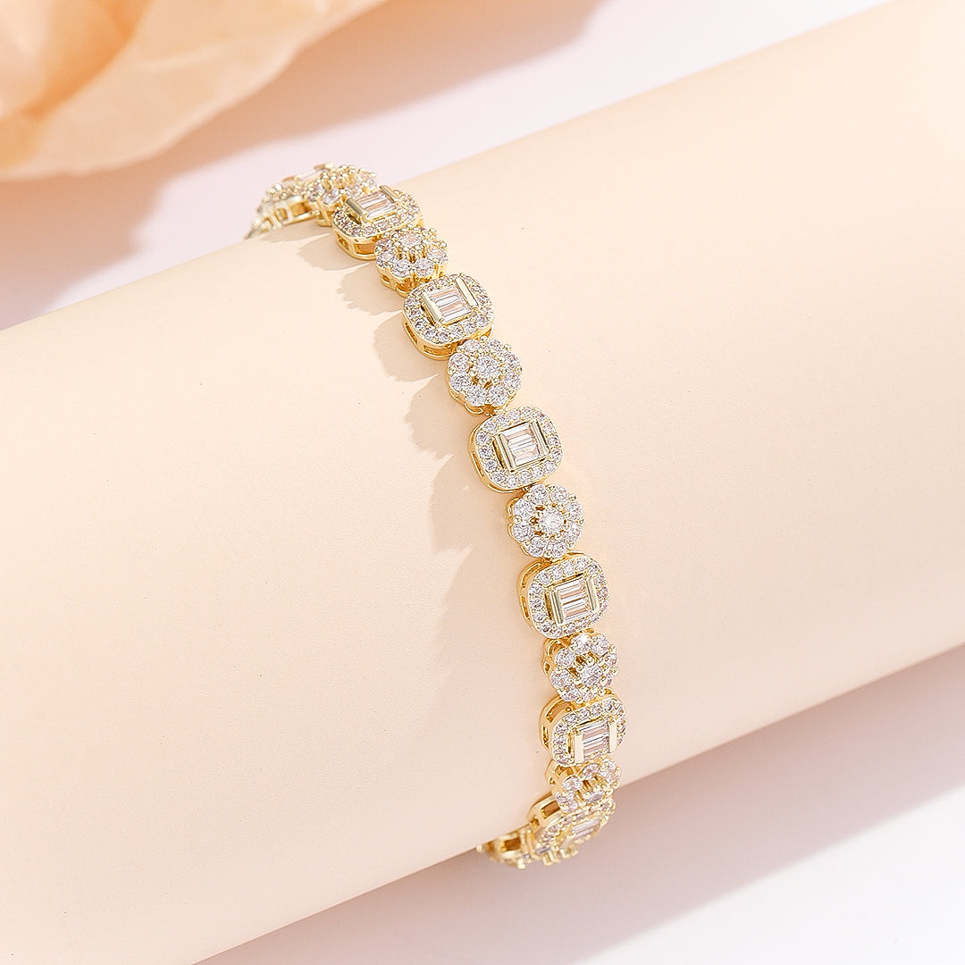 Delicate Gemstone Halo Chain Bracelet