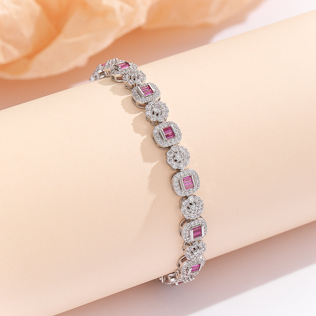 Delicate Gemstone Halo Chain Bracelet