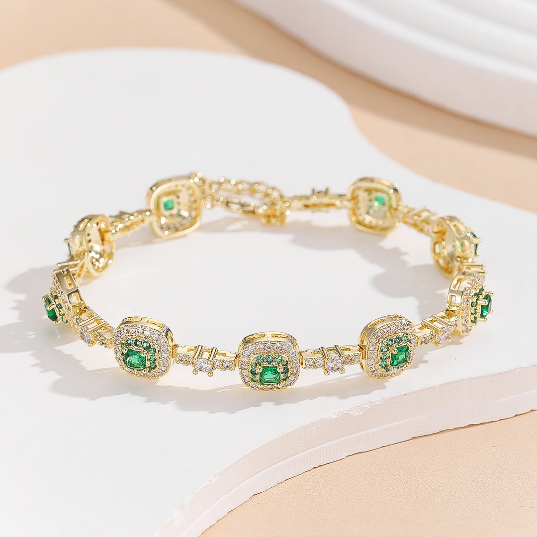 Delicate Gemstone Halo Chain Bracelet