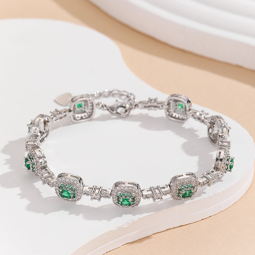 Delicate Gemstone Halo Chain Bracelet