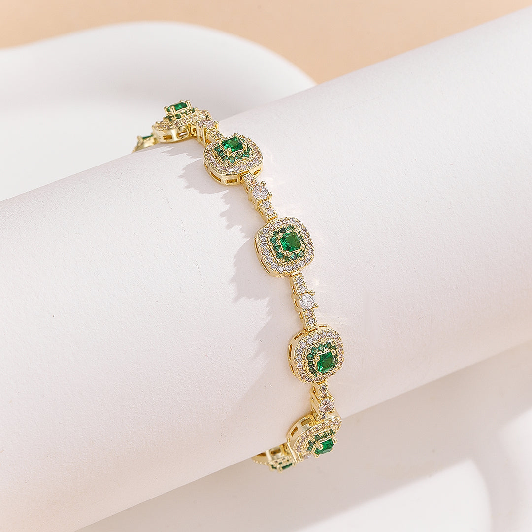 Delicate Gemstone Halo Chain Bracelet