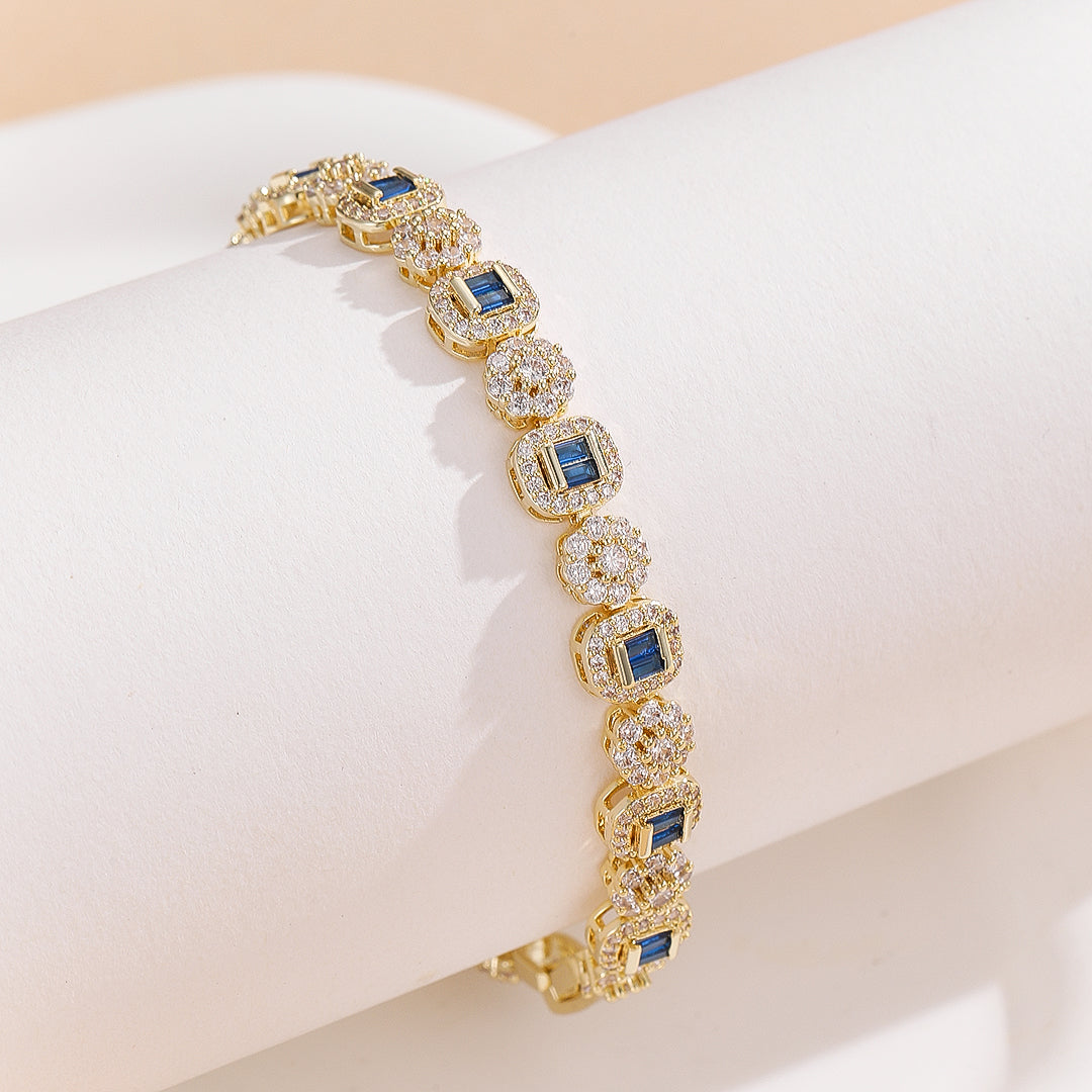 Delicate Gemstone Halo Chain Bracelet