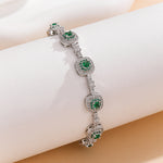 Load image into Gallery viewer, Delicate Gemstone Halo Chain Bracelet
