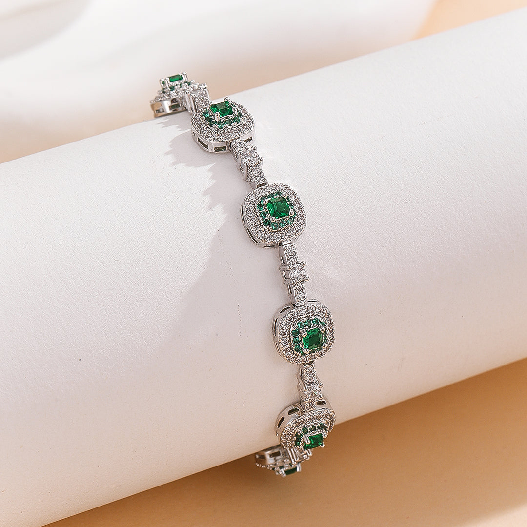 Delicate Gemstone Halo Chain Bracelet