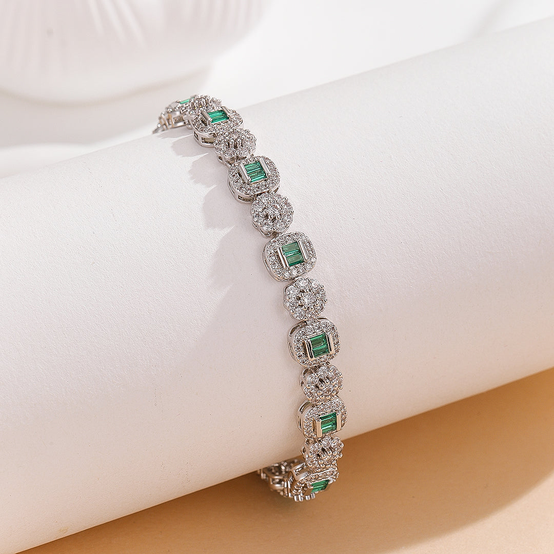 Delicate Gemstone Halo Chain Bracelet