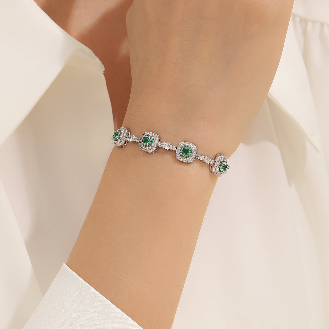 Delicate Gemstone Halo Chain Bracelet