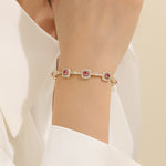 Load image into Gallery viewer, Delicate Gemstone Halo Chain Bracelet
