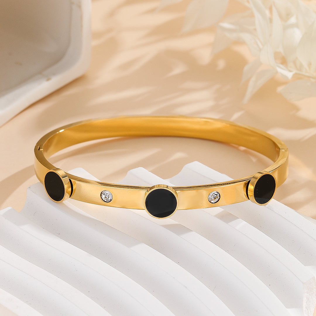 Diamond Dotted Gold Bangle - Reet Pehal