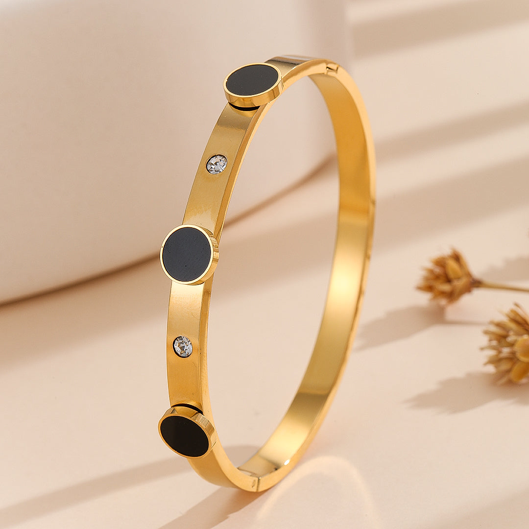 Diamond Dotted Gold Bangle - Reet Pehal