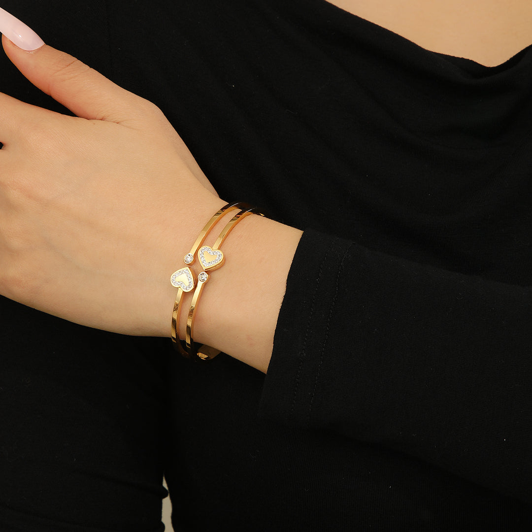 Hearts of Sparkle Gold Bangle - Reet Pehal