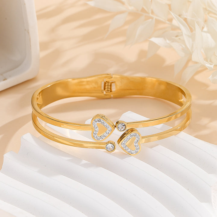 Hearts of Sparkle Gold Bangle - Reet Pehal