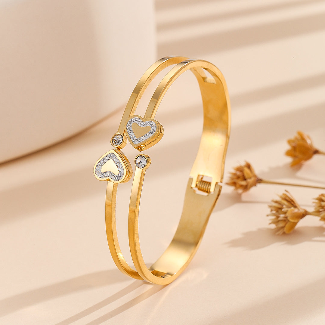 Hearts of Sparkle Gold Bangle - Reet Pehal