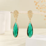 Load image into Gallery viewer, Glitzy Green Teardrop Earrings - Reet Pehal
