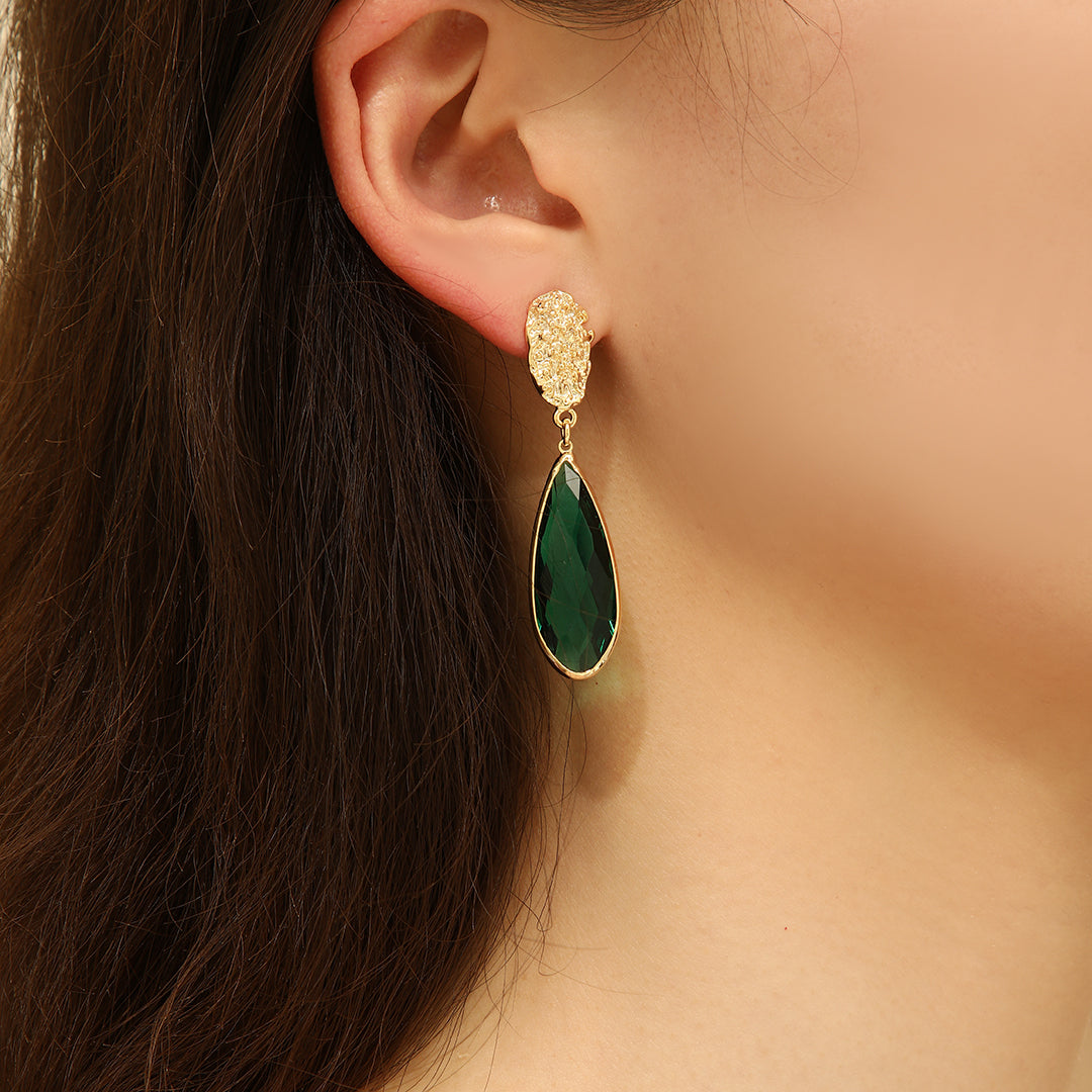 Glitzy Green Teardrop Earrings