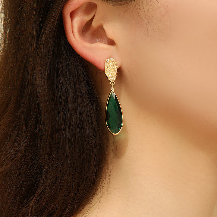 Glitzy Green Teardrop Earrings - Reet Pehal