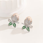 Load image into Gallery viewer, Pearl Radiance Diamond Leaves Earrings - Reet Pehal
