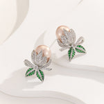 Load image into Gallery viewer, Pearl Radiance Diamond Leaves Earrings - Reet Pehal
