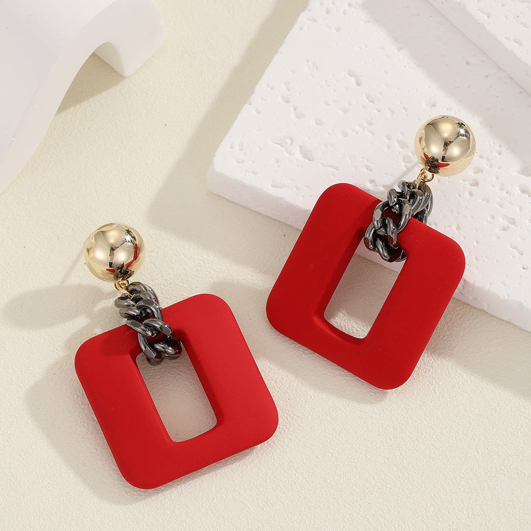 Stylish Red Cutout Earrings