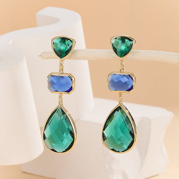 Azure Breeze Gold Dangle Earrings - Reet Pehal