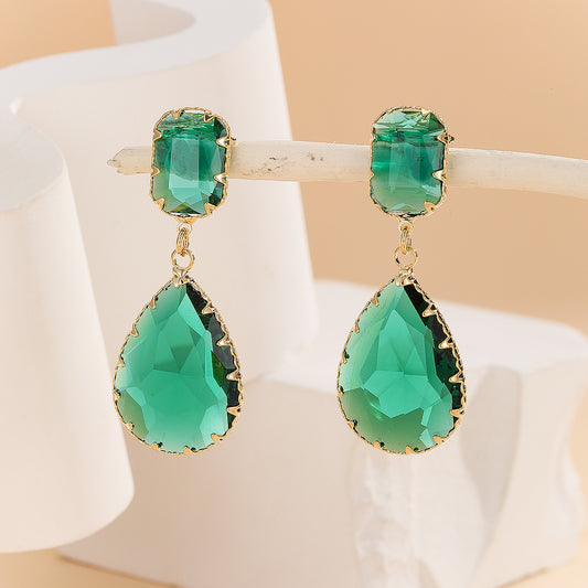 Green Glamour Teardrops Earrings