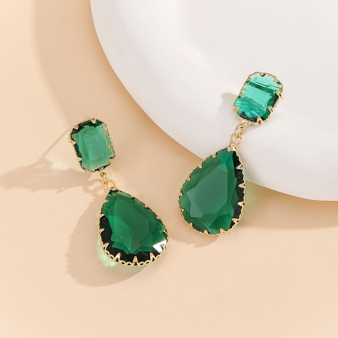 Green Glamour Teardrops Earrings