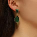 Load image into Gallery viewer, Green Glamour Teardrops Earrings - Reet Pehal
