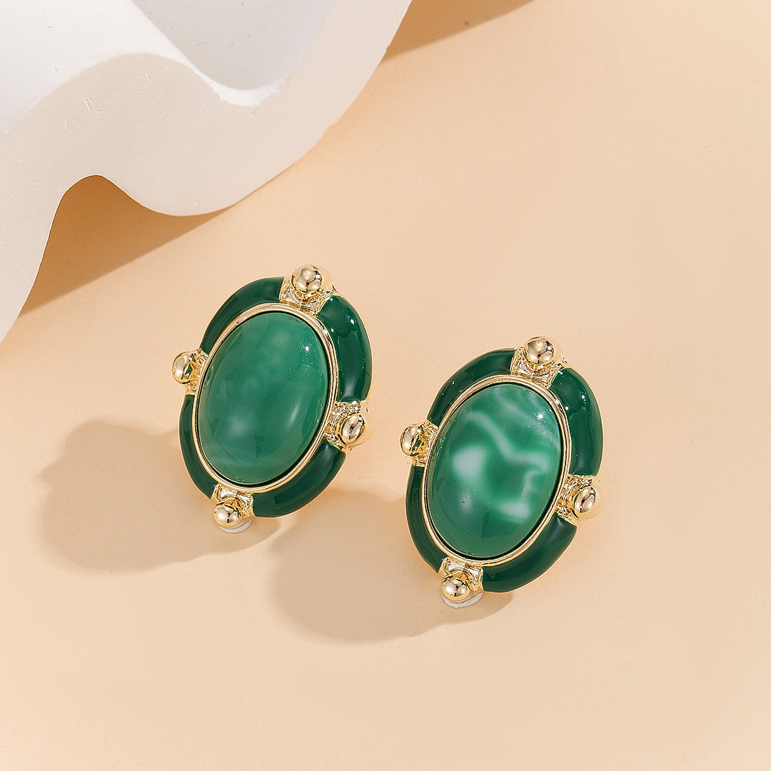 Imperial Emerald Crest Studs - Reet Pehal