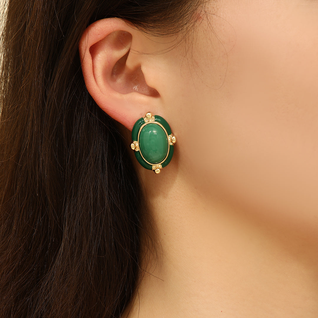 Imperial Emerald Crest Studs - Reet Pehal