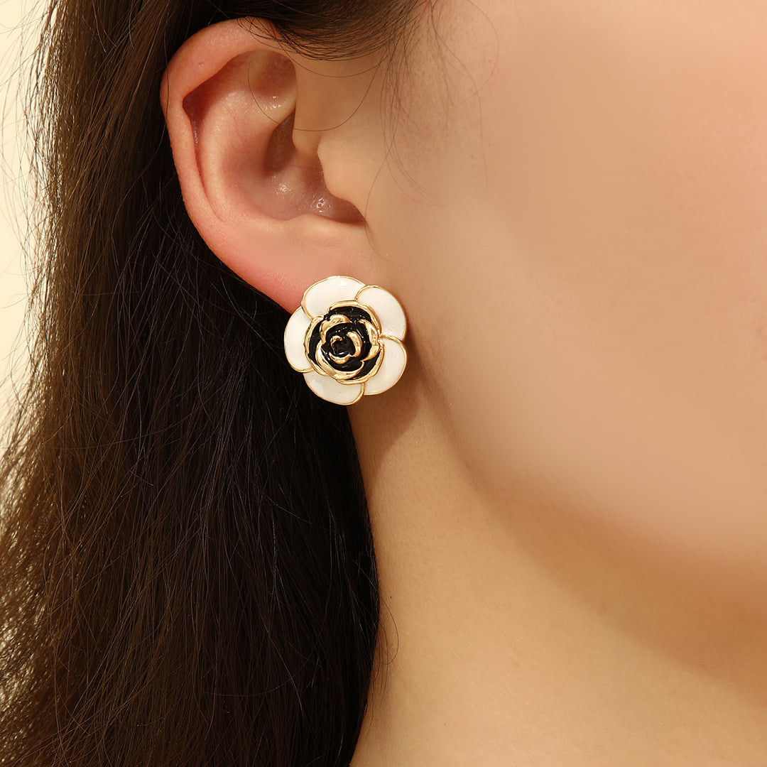 Alluring White Rose Studs - Reet Pehal