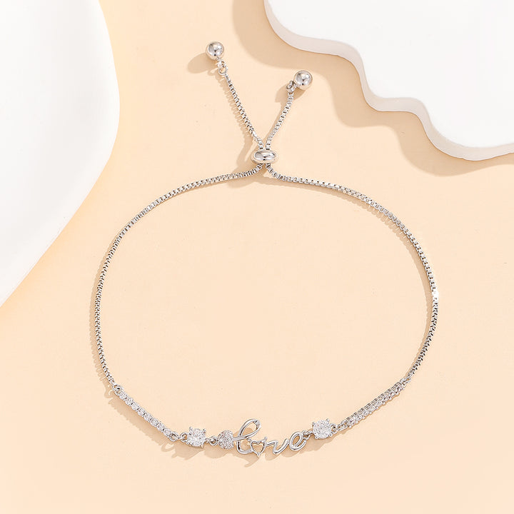 Stylish Stone-Studded Silver Love Bracelet - Reet Pehal