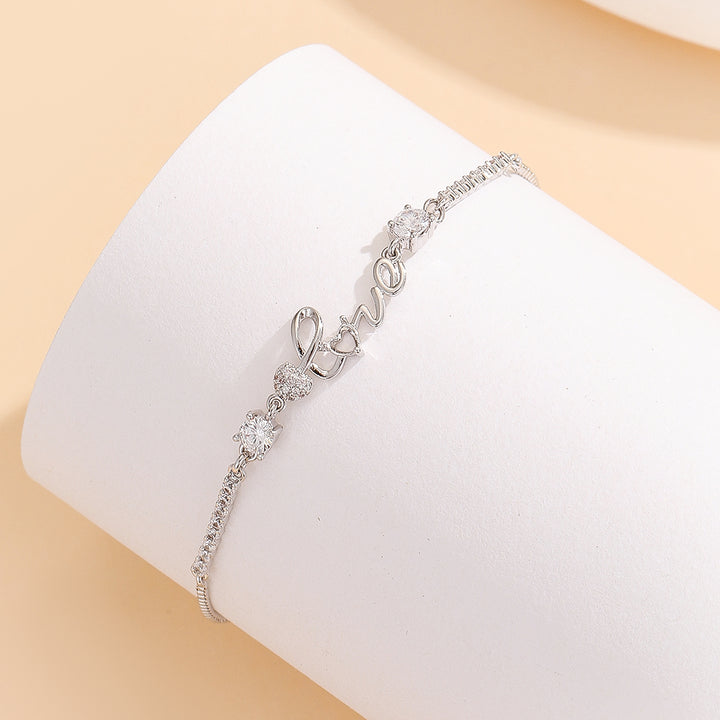 Stylish Stone-Studded Silver Love Bracelet - Reet Pehal